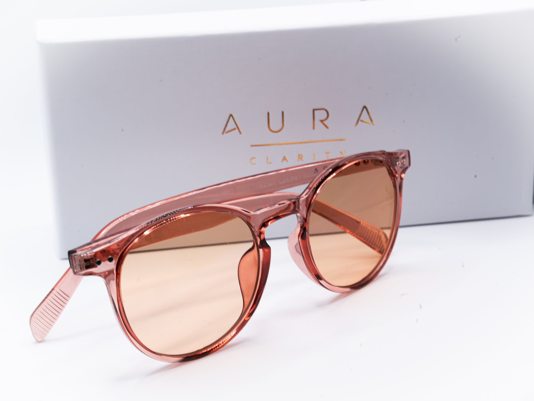 Aura Clarity Serene FL-41 Migraine Glasses – Soft Blush Frame | Photophobia & Migraine Relief Eyewear