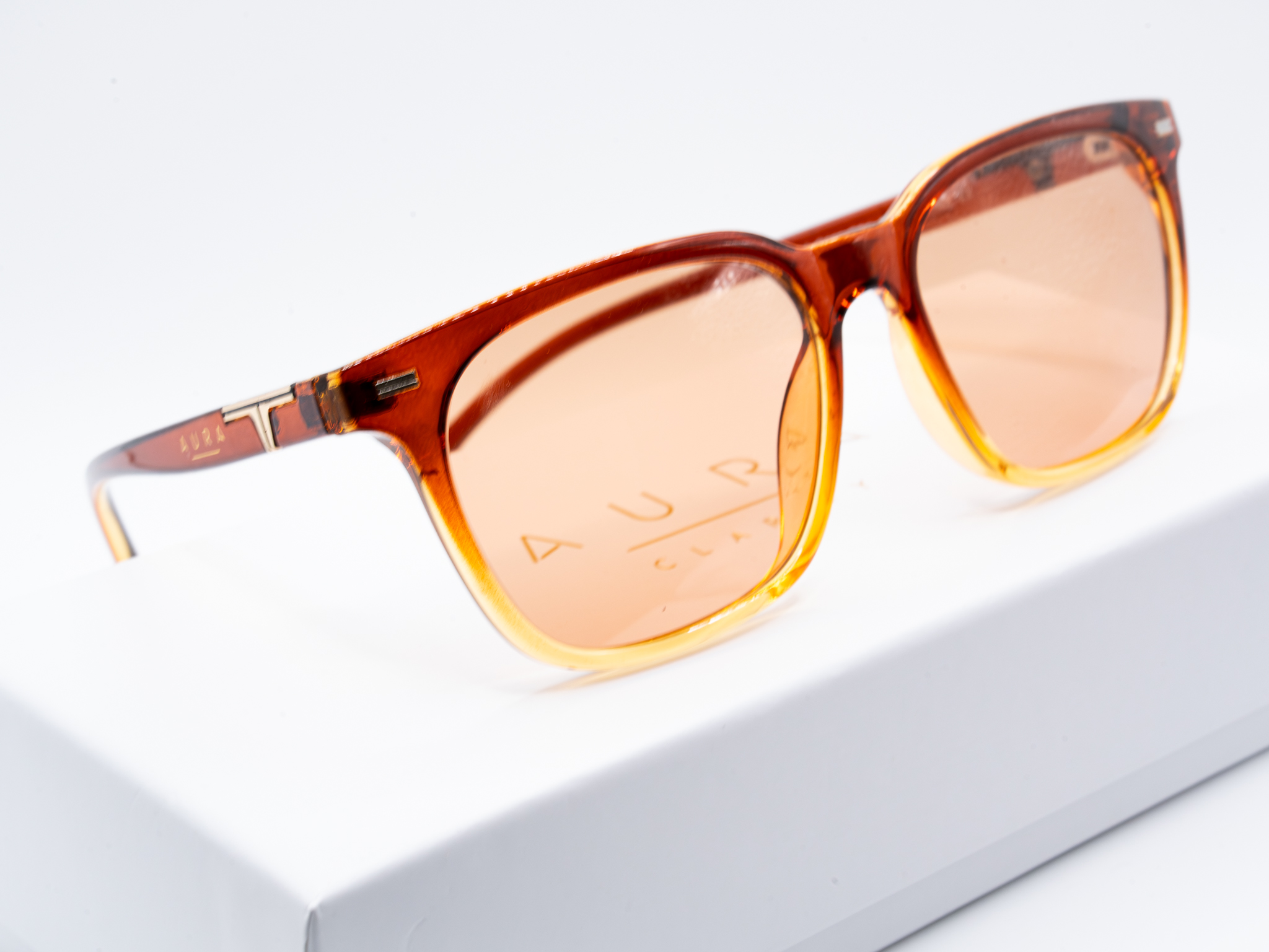 Aura Clarity Tranquility FL-41 Migraine Glasses – Amber Honey Frame | Light Sensitivity & Chronic Migraine Relief Eyewear