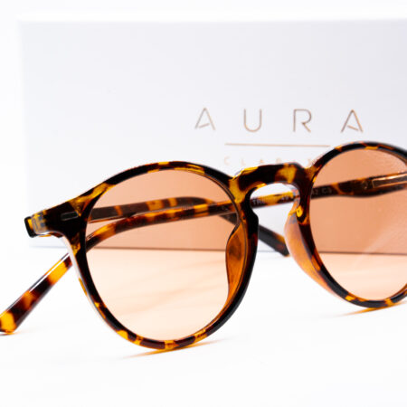Aura Clarity Oasis FL-41 Migraine Glasses – Brown Tortoise Frame | Light Sensitivity & Chronic Migraine Relief Eyewear
